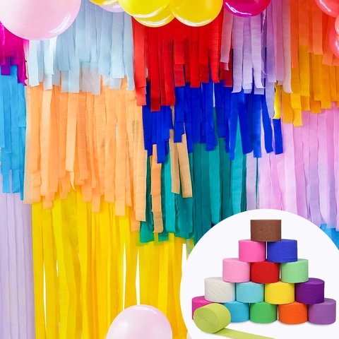 Rollos De Serpentinas De Papel Crepé Decoraciones Coloridas Para Cumpleaños Boda Fondo Manualidades Guirnalda De Papel Texturizado