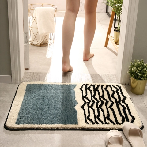 Tappeto Da Bagno Geometrico Assorbente Antiscivolo In Peluche Per Ingresso Bagno Lavabile In Lavatrice Design Moderno Astratto