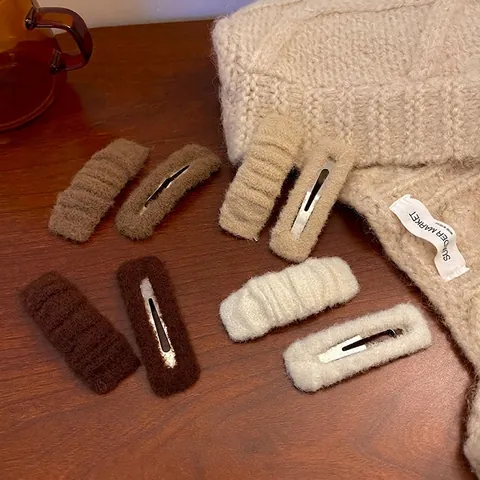 Plüsch Haarspangen Strickstoff Seitenknallgriff BB Clips Herbst Winter Retro Elegante Kopfbedeckung Für Frauen Mädchen