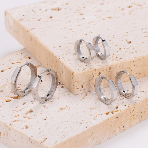 Pendientes De Aro Geométricos De Acero Inoxidable Forma De Estrella Hexagonal Joyería De Moda