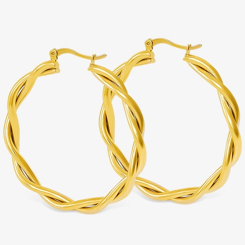 Boucles D'oreilles Créoles Torsadées Acier Inoxydable 304 Tissé Style De Luxe Pour Femmes