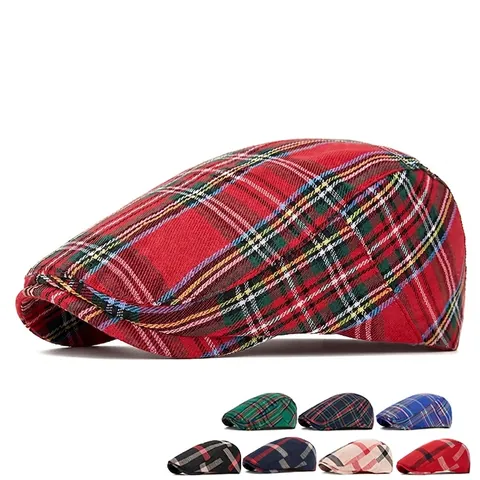 Coppia Cappello Piatto A Quadri Classico Per Uomo Donna Regolabile Ivy Hat Retro Newsboy Traspirante Casual