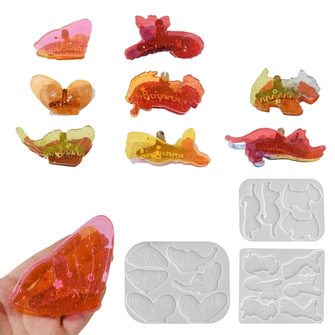 Silicone Resin Mold DIY Butterfly Cat Dog Animal Shape For Hair Clip Jewelry Making Craft Tool Accessories