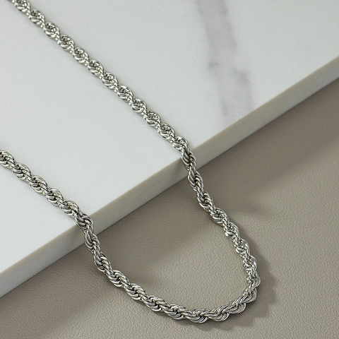 Collana A Catena Di Corda Colore Argento Lega Minimalista Stile Ins Hip Hop Gioielli Di Moda Per Donne Uomini Regolabile