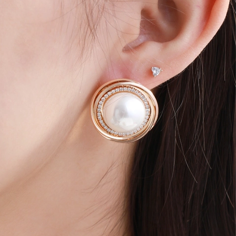 Pendientes De Perlas Artificiales Retro Elegantes Para Mujer Lujo Zirconia Cobre Chapado En Oro Joyería Geométrica Larga