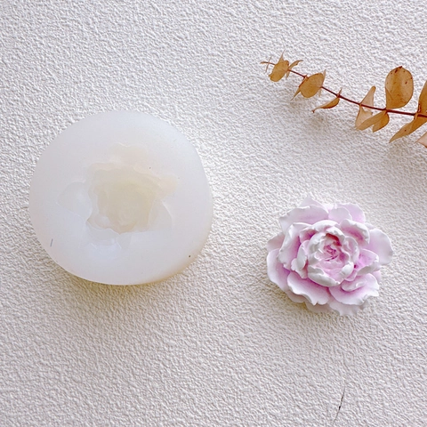 Silicone Mold 3D Jasmine Peony Flower Shape DIY Aromatherapy Candle Plaster Soap Cake Chocolate Baking Tool Flexible Decorative
