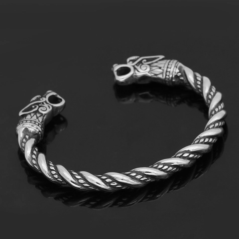 Brazalete De Puño Con Cabeza De Dragón Vikingo Acero Inoxidable Vintage Mitología Nórdica Retorcido Para Hombres