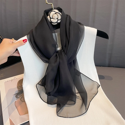 Fashion Printed Chiffon Scarf Elegant Floral Leopard Pattern Lightweight Semi Transparent Sun Protection Shawl Wrap Women