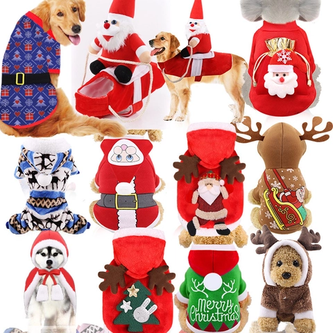 Weihnachten Haustier Kostüm Rentier Weihnachtsmann Hundebekleidung Warm Fleece Winter Hoodie Für Katzen Und Hunde Festliche Mode