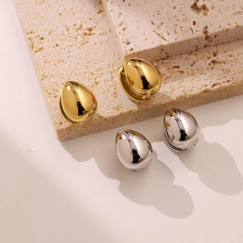 Boucles D'oreilles Puces Goutte D'eau Minimalistes En Acier Inoxydable Poli Style Français Moderne Pour Femmes