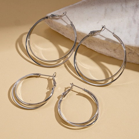 Geometric Intertwined Hoop Earrings Copper With 925 Sterling Silver Earring Post Minimalist Circular Jewelry For Women