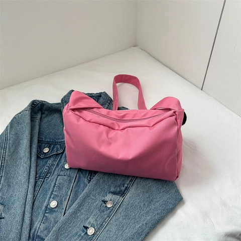 Oxford Cloth Crossbody Bag For Women Large Capacity Lightweight Shoulder Bag With Round Coin Purse Casual Solid Color