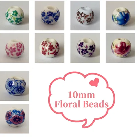 Perline In Ceramica Decalcomania Rotonde Motivo Floreale Perline Distanziatrici Sciolte Per Creazione Gioielli Fai Da Te Bracciale Collana