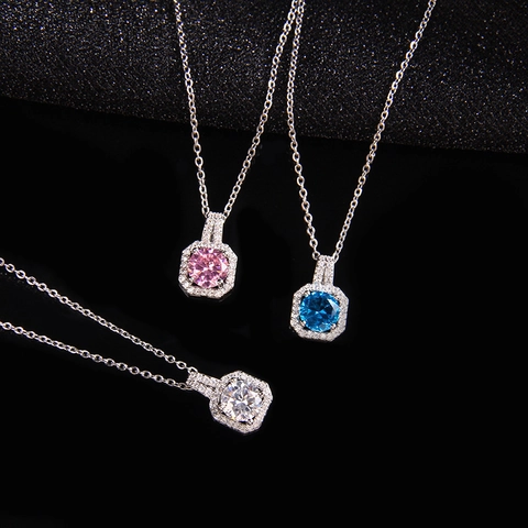 Collana Con Pendente Halo Elegante In Rame Con Zircone Scintillante Cornice Ottagonale Gioielli Di Moda Per Donne Regalo