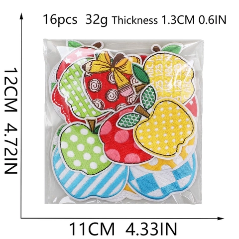 Appelvormige Borduurpatches Kleurrijke Polyester Opstrijkbare Stoffen Applicaties Voor DIY Kleding Tas Decoratie