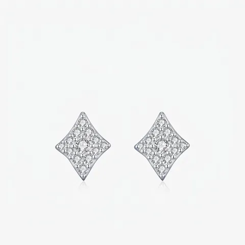 Rhombus Moissanite Stud Earrings With 925 Sterling Silver Earring Post For Women Men Hip Hop Style