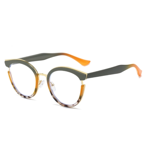 Occhiali Da Vista Cat Eye Rotondi TR90 Metallo Anti Luce Blu Bloccanti Retro Moda Per Donne Adulti