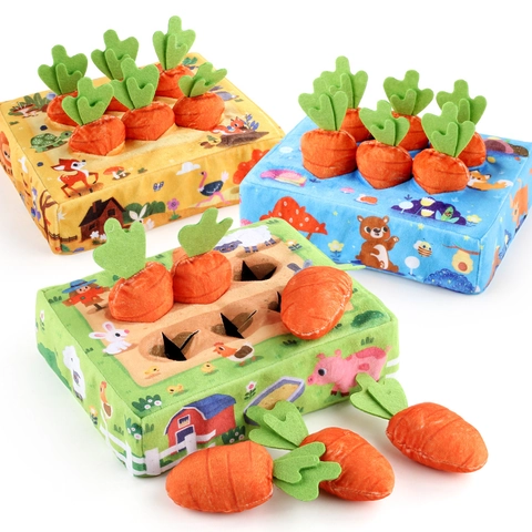 Educational Plush Pulling Radish Toy For Toddlers Babies Soft Crystal Velvet Montessori Stuffed Vegetable Sensory Toy Farm Forest Jungle Style Brain Training Gift