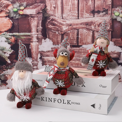 Decorazioni Natalizie Peluche Tessuto Scozzese Babbo Natale Pupazzo Di Neve Cervo Angelo Figure Per Albero Arredo Interno