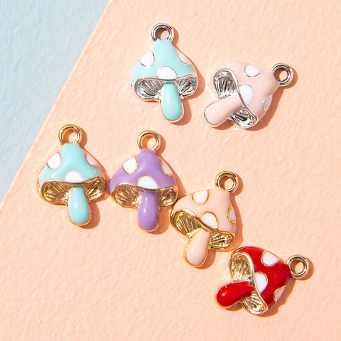 Pilz Anhänger Legierung Emaille Cartoon Für DIY Schmuckherstellung Halsketten Armbänder Schlüsselanhänger Süßes Punkt Design