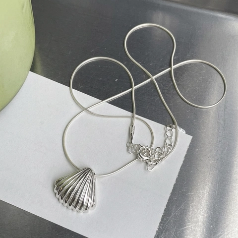 Collana Con Ciondolo A Conchiglia In Argento Sterling 925 Minimalista Catena A Serpente Per Donna Gioielli Chic