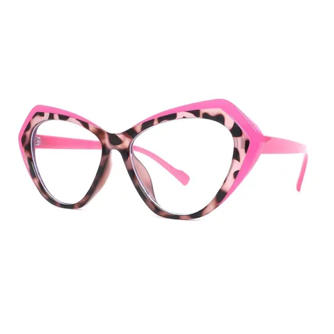 Women Cat Eye Glasses Frames Anti Blue Light PC Frame Floral Tortoise Shell Pattern Fashion Decorative Eyewear Trendy