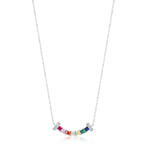 Collana Pendente Sorriso Arcobaleno Argento Sterling 925 Zircone Colorato Gioielli Donna Stile Alla Moda Ins