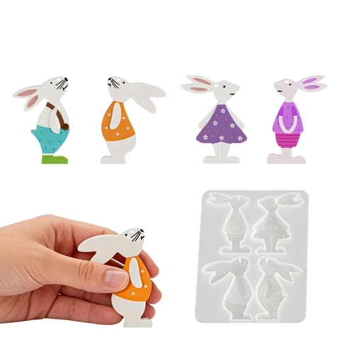 Silikon Hasen Form Kaninchen Form DIY Harz Gießen Backwerkzeug Anhänger Ornament Backgeschirr Schokolade Dessert Handarbeit