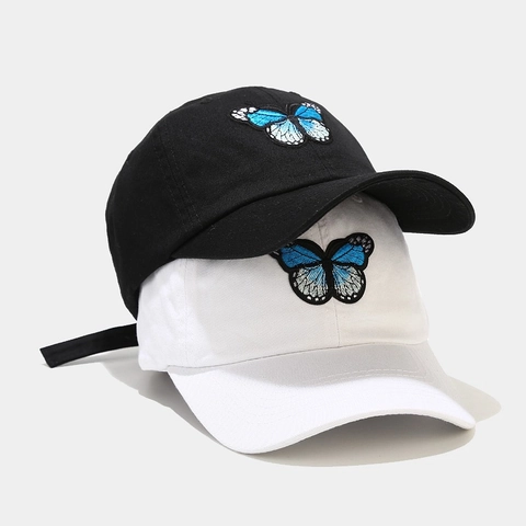 Gorra De Béisbol Con Bordado De Mariposa Algodón Ajustable Exterior Parasol Sombrero Casual Mujeres