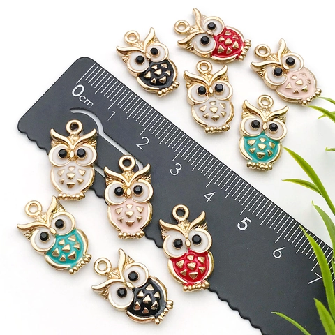 Ciondoli Gufo Lega Smalto Olio Gocciolante Pendenti Animali Per Creazione Gioielli Fai Da Te Bracciale Collana Portachiavi Accessori Colorati Carini