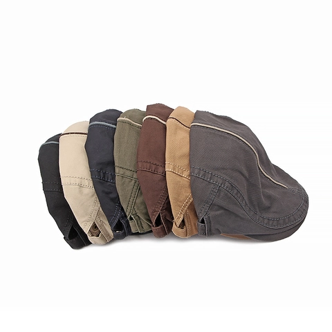 Vintage British Style Flat Cap Men Cotton Polyester Adjustable Metal Buckle Embroidered Letter Newsboy Beret