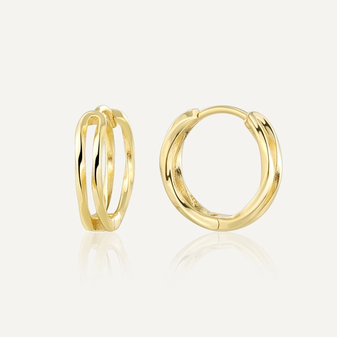 Boucles d'Oreilles Créoles Creuses en Argent Sterling 925 Plaqué Or 14K pour Femmes Boucles d'Oreilles Géométriques Entrelacées