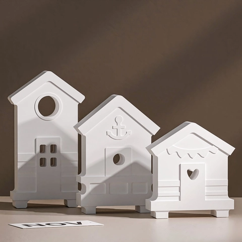 Seaside House Shape Silicone Mold For DIY Resin Crafting Aromatherapy Gypsum Desktop Ornament Heart Anchor Design