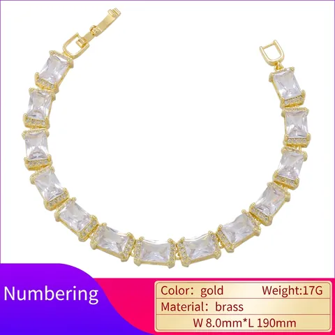 Pulsera Tennis De Zirconia Cúbica Ovalada Rectangular Latón Incrustado Pave Bling Joyería Hip Hop Accesorios Mujer