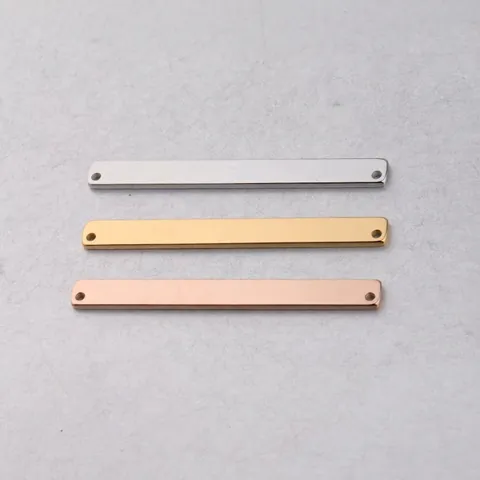 Conector Barra Rectangular Acero Inoxidable Pulido Espejo Doble Agujero Colgante Geométrico Para Fabricación Joyas DIY