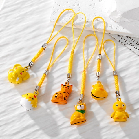 Cinturino Per Telefono Campanello Animale Cartone Animato Lega Olio Goccia Pendente Anatra Cane Gatto Ornamento Borsa