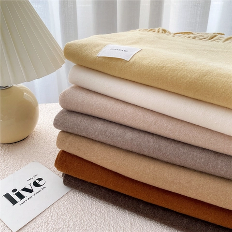 Solid Color Imitation Cashmere Winter Scarf Thick Warm Soft Long Shawl Wrap With Tassels For Women