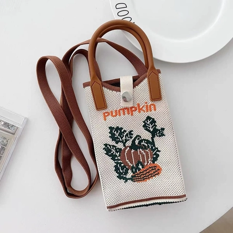 Mini Borsa Per Cellulare In Maglia Carino Cartone Animato Crochet Borsa A Tracolla Per Donne Studenti Piccola Borsa