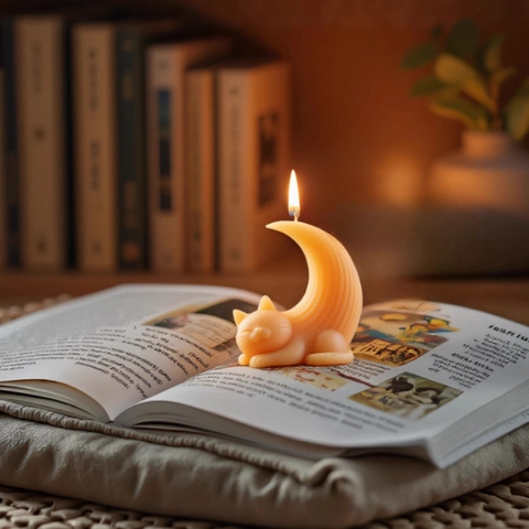 Silicone Candle Mold Cat Moon Shape Crescent Kitten DIY Handmade Soap Aromatherapy Crafting Tool Food Grade