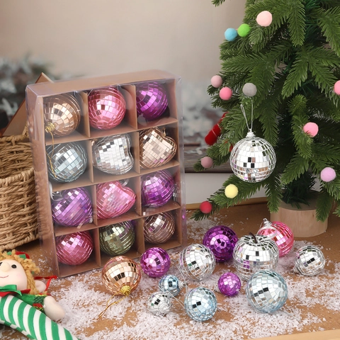 Bolas De Navidad Disco Espejo Corazón Manzana Decoraciones Colgantes Vidrio Plástico Reflectante Para Fiesta Bar Escenario