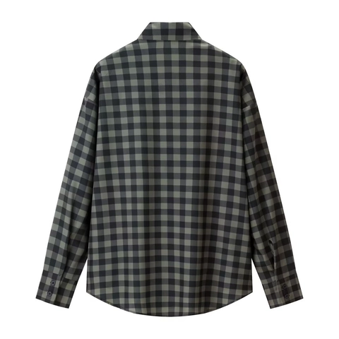 Karo Bluse Langarm Schluppenhemd Polyester Gewebt Casual Regular Fit Damen Elegant Büro Mode
