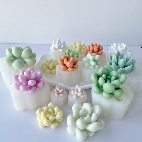 Succulent Silicone Mold 3D Cactus Flower Shape For DIY Handmade Candle Soap Gypsum Aromatherapy Craft Baking Decoration