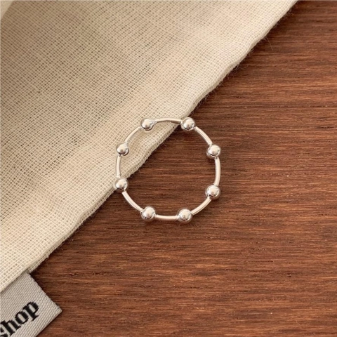 Minimalist 925 Sterling Silver Beaded Ring Spinner Anxiety Relief Stackable Fashion Jewelry For Women Korean Style