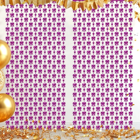 Cortina de Flecos de PET Metálico con Lazo y Estrellas Decoración de Fondo de Fiesta para Cumpleaños Boda Festival