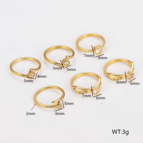 Anello Aperto Geometrico in Acciaio Inossidabile con Zirconia a Stella e Cuore per Donna Placcato Oro Anello Versatile Minimalista Gioielli alla Moda Regalo