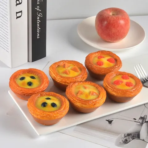 Simulation Egg Tart Model Artificial Food Fruit Dessert PU Slow Rebound Toy For Kitchen Decor Photography Props Display