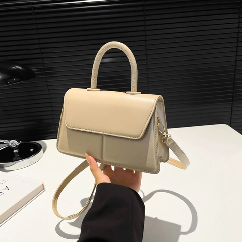Women PU Leather Shoulder Bag With Top Handle Adjustable Strap Fashion Square Flap Handbag