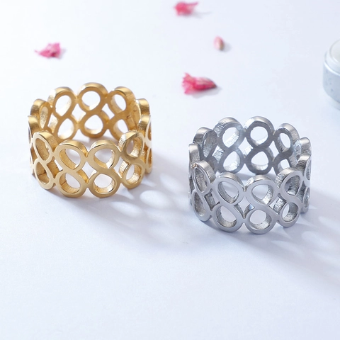 Anello Infinity Cavo Acciaio Inossidabile 316L Placcato Oro 18K Gioielli Geometrici Streetwear Per Donna Uomo