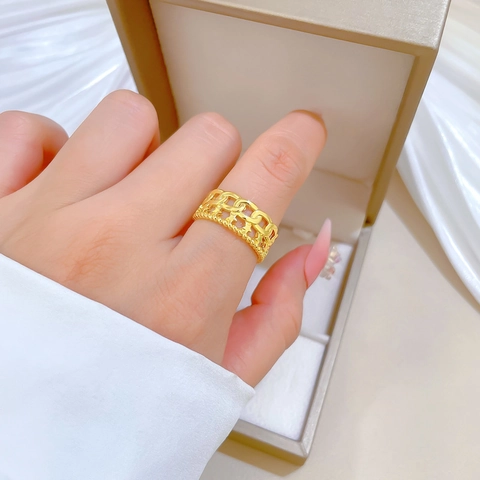 Anello A Catena Minimalista Aperto Ottone Placcato Oro Stella Traforata Gioielli Da Dito Per Donna Accessorio Elegante Regolabile