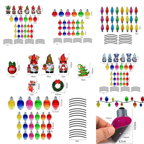 Weihnachtsgnome Glühbirne Magnetische Reflektierende Aufkleber Auto Kühlschrank Garagentor Dekoration Wabenmuster Festlich